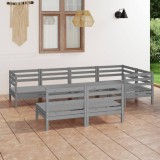 Gossi set mobilier de gradina, 7 piese, gri, lemn masiv de pin