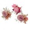 Set 3 Flori de piept personalizabile, Cocarde, Mini roze criogenate si Plante naturale uscate