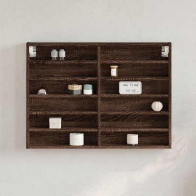 Gossi dulap cu vitrina, stejar maro, 80x8,5x58 cm, lemn prelucrat foto