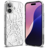 Husa iPhone 16 Plus Ringke Fusion Design, Seoul Map White