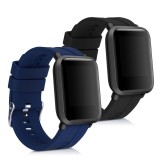 Set 2 Curele pentru Xiaomi Amazfit Bip / Amazfit Bip Lite, kwmobile, Silicon, Albastru / Negru, 54776.01