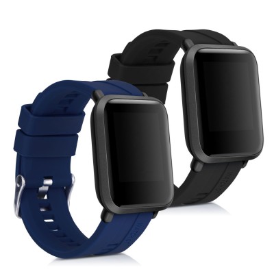 Set 2 Curele pentru Xiaomi Amazfit Bip / Amazfit Bip Lite, kwmobile, Silicon, Albastru / Negru, 54776.01 foto