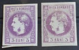 Romania 1870/72 - Carol l cu Favoriti nuante diferite,Lp.22