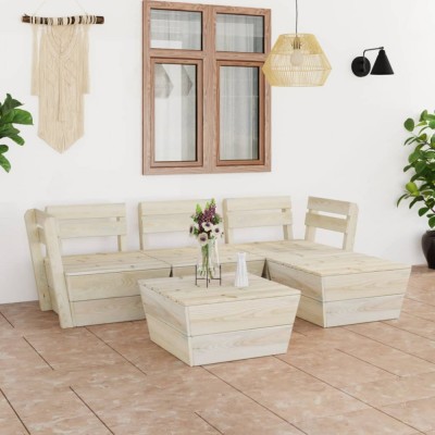 vidaXL Set mobilier de grădină paleți, 5 piese, lemn de molid tratat 3063715 foto