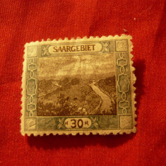 Timbru Saargebiet 1921 - Peisaje- Uzuale -30pf.verde , sarniera