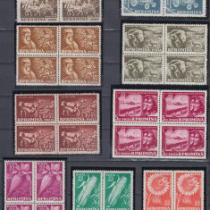 ROMANIA 1959 LP 473 - 10 ANI DE LA PRIMELE G.A.C. BLOCURI DE 4 TIMBRE MNH