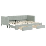 Cumpara ieftin Pat de zi cu extensie si sertare, gri deschis 80x200 cm catifea
