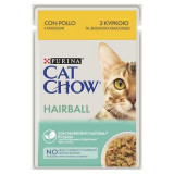Cumpara ieftin PURINA CAT CHOW Hairball Control, bucati cu pui si fasole verde in sos, 85 g