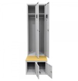 Vestiar metalic Premium Asamblat 2+2 compartimente (2 usi imbracaminte + 2 usi incaltaminte) SI BANCUTA, 600x800x2156 mm (LxlxH)