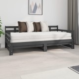 Cumpara ieftin Pat de zi extensibil, gri, 2x(90x190) cm, lemn masiv de pin