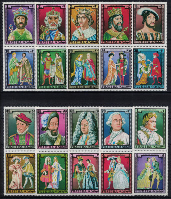 FUJEIRA 1972 - Regi francezi si &amp;icirc;mbrăcăminte de epoca/serie compl MNH (CV 12&amp;euro;) foto