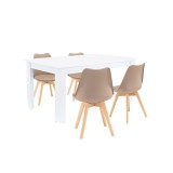 Cumpara ieftin Set de masă Lola 4+1 bej-alb