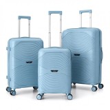 Set 3 trollere de calatorie, valize blue de bagaje cu roti, 3 &icirc;n 1, usoare si rezistente, incuietoare cu cifru, JollyMag, WP12N