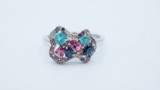Cumpara ieftin Inel din Argint 925 , zMulticolor Mosaic, , Design Abstract Cocktail cu PavA E i Pietre Fatetate, 3,3gr
