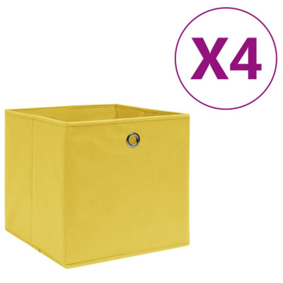 vidaXL Cutii depozitare, 4 buc., galben, 28x28x28 cm, textil nețesut foto