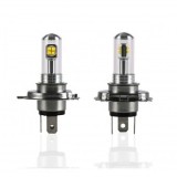 Set 2 Becuri LED Auto H4, 6000K, Alb Rece, 12V-24V, Faza Lunga, Ceata, Zi, 360 grade, &gt;30.000 ore