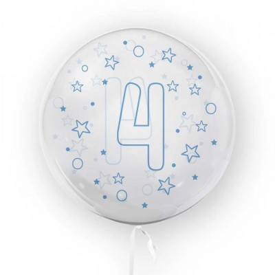 Balon transparent, 45 cm - cifra 4, baieti - TUBAN foto