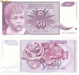Iugoslavia 50 Dinara 1990 UNC Bancnota, Neutilizata, Colectie Numismatica