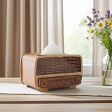 Cumpara ieftin Cutie Servetele Lemn Model Radio Retro Vintage 22x13x13cm Suport Servetele Decorativ Elegant
