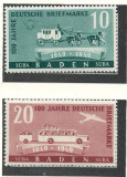 Cumpara ieftin Baden, Zona Franceza 1949 Mi 54/55 MNH - 100 de ani de timbre, Nestampilat