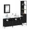 vidaXL Set mobilier de baie, 4 piese, negru, lemn prelucrat 3214805