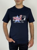 U.S. Grand POLO Tricou barbati cu imprimeu text si logo, Regular fit, Bleumarin inchis, M