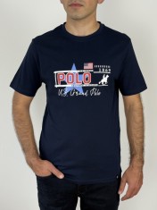 U.S. Grand POLO Tricou barbati cu imprimeu text si logo, Regular fit, Bleumarin inchis, M
