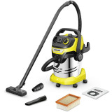 Aspirator multifunctional Karcher WD 5 P S V-25/5/22, 1100 W, aspirare umeda si uscata, 25 l rezervor, furtun 2.2 m, functie de suflare, galben/negru