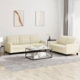 Set de canapele cu perne, 2 piese, crem, piele ecologică