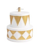 Suport brad Craciun ceramica alba aurie &Oslash;40x46h