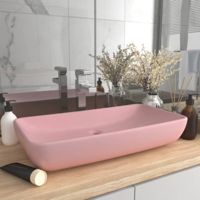 vidaXL Chiuvetă dreptunghiulară de lux, roz mat, 71 x 38 cm, ceramică foto