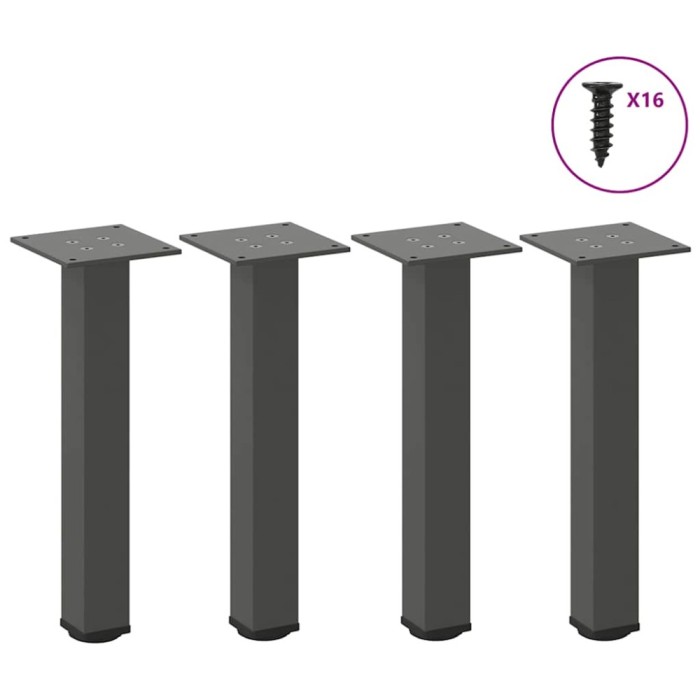 vidaXL Picioare pentru măsuță de cafea, antracit, 4 buc., 30-32 cm, oțel 4012450