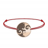 Yin&amp;Yang - Bratara personalizata snur cu doua pisici din argint 925 placat cu aur roz