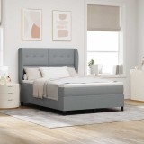 VidaXL Pat cu saltea , gri deschis, 160x200 cm, din material textil