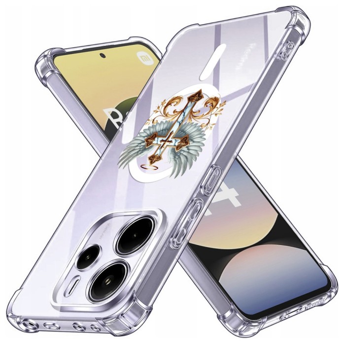 Husa antisoc pentru xiaomi redmi note 14 4g (standard) - airbag magsafe, col&Egrave;uri ranforsate - cross white wings