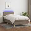 VidaXL Pat cu arcuri, saltea și LED, gri taupe, 80x200 cm, textil 3133513
