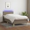 vidaXL Pat cu arcuri, saltea și LED, gri taupe, 80x200 cm, textil 3133513