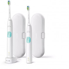 Set 2 Periute electrice de dinti Philips Sonicare ProtectiveClean 4300 HX6807/35, 62000 miscari/minut, Senzor de presiune integrat, 1 mod de curăţare,