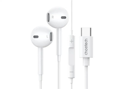 Casti In-Ear cu fir Choetech OC-A012-WH USB-C microfon reglare volum alb EARPHONE-OCA012-CHO foto