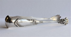 Cleste vechi argintat pentru zahar / gheata - model gheara de leu - cca. 1870 foto