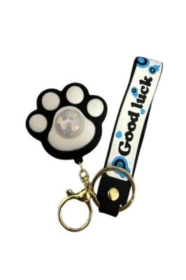 Jucărie mini lăbuță cu luminițe colorate, tip breloc, neagră, 7 cm foto