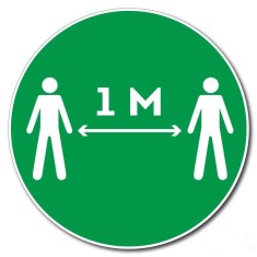 Disc verde din autocolant cu distanta de un metru pentru podea foto