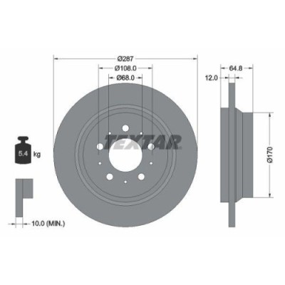 Set disc frana Volvo S60 I (384) 07.00-04.10, S80 I (184) 05.98-02.08, V70 2 (285) 11.99-12.08, Xc70 I Cross Country (295) 10.97-10.07, Spate, 287X12 foto