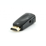 ADAPTOR video GEMBIRD splitter HDMI (T) la VGA (M) + Jack 3.5mm (T) rezolutie maxima Full HD (1920 x 1080) la 60Hz cablu audio 3.5 mm jack black &amp;quot