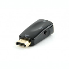 ADAPTOR video GEMBIRD splitter HDMI (T) la VGA (M) + Jack 3.5mm (T) rezolutie maxima Full HD (1920 x 1080) la 60Hz cablu audio 3.5 mm jack black &quot