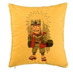 Perna Decorativa cu Naruto Jiraiya, 40x40 cm, Galben, Husa Detasabila, Burduf foto