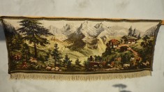 TAPISERIE VECHE PEISAJ MONTAN (1) 155/60 cm. foto