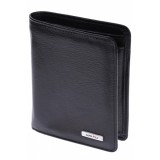 Portofel Barbati Piele Naturala NANO BELT Negru, 10x13cm, Cutie Cadou, 7 Carduri, Compartiment Monede