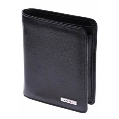 Portofel barbati din piele naturala, negru, 10 x 13 cm, 503N foto