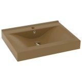 Cumpara ieftin Chiuveta baie lux, orificiu robinet crem mat 60x46 cm ceramica
